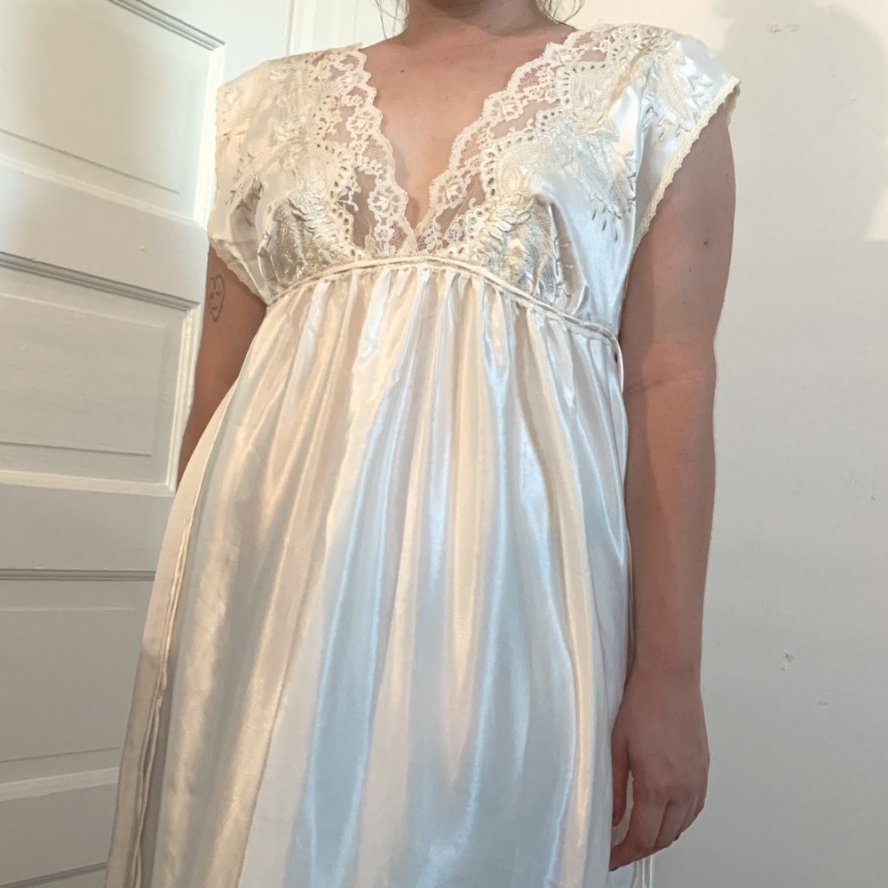 Vintage Miss Dior 1970s Floor Length Night Gown